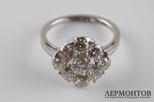 Кольцо малинка в белом золоте с бриллиантами, бренд Темкара. Россия, 2018. Новое.