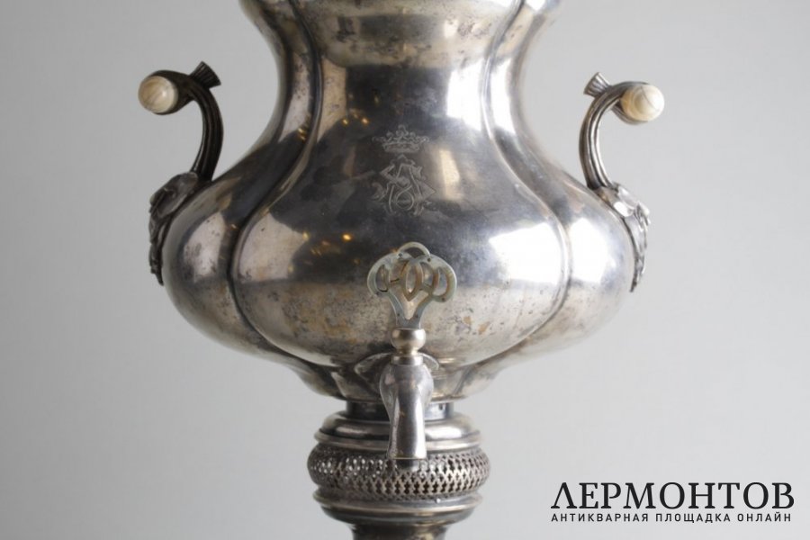Самовар Цветы. Александр Кач. Мельхиор, кость. Российская империя, XIX в.
