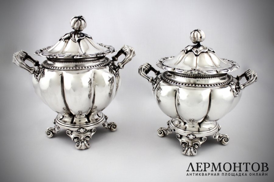 Парные сахарницы. Серебро 950 пробы. Франция, Debain, 1900-е гг.