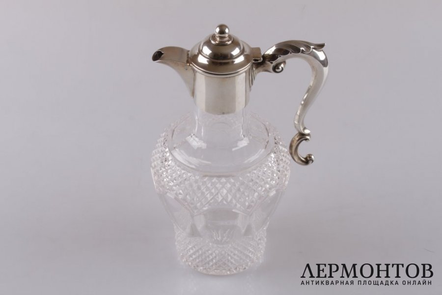 Графин. Серебро 925 пробы, хрусталь. 1901 год. Англия