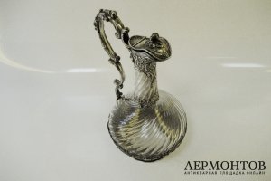 Графин. Серебро 950 пробы, стекло. Франция, XIX век.