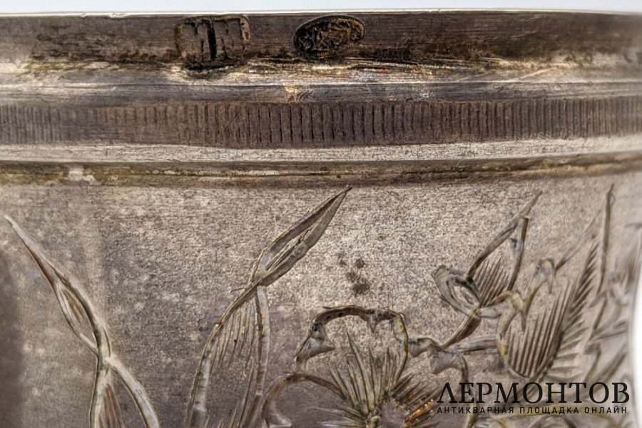 Салфеточное кольцо с цветами. Серебро 84 пр. Российская империя, Маслов М.В., около 1908.