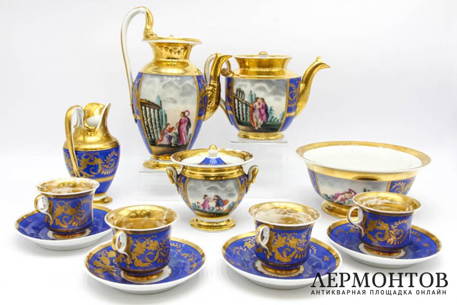 Чайный сервиз. Россия, завод Сафронова, 1830-40е гг. Фарфор, роспись.