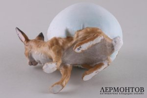 Пасхальная вазочка, карандашница Заяц. Российская империя, частные заводы, 1870-90е 