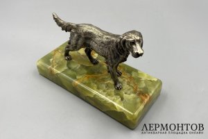 Скульптура Охотничья собака. Предположительно Россия, 19 век. Бронза, оникс.