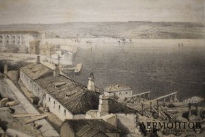 Литография. Адмиралтейство в Севастополе. Крымская война. У. Симпсон. Лондон, 1855 г.