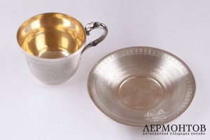 Чайная пара. Игнатий Сазиков. 1862 год. Серебро 84 пробы. Российская империя
