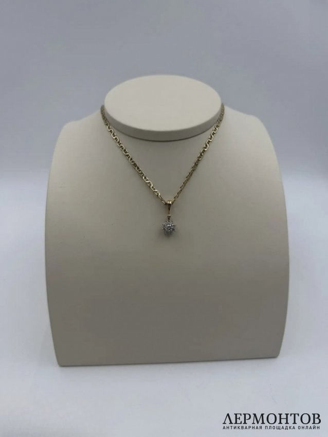 Кулон «Эдельвейс» с бриллиантами. Золото 585 пробы