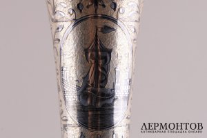 Фужер с черневым узором. Серебро 84 пробы, золочение. Россия, Москва, 1839 г.
