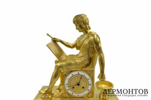 Каминные часы Ампир А. Македонский. Франция, Париж, 1800-1820-е гг. Бронза, литье.