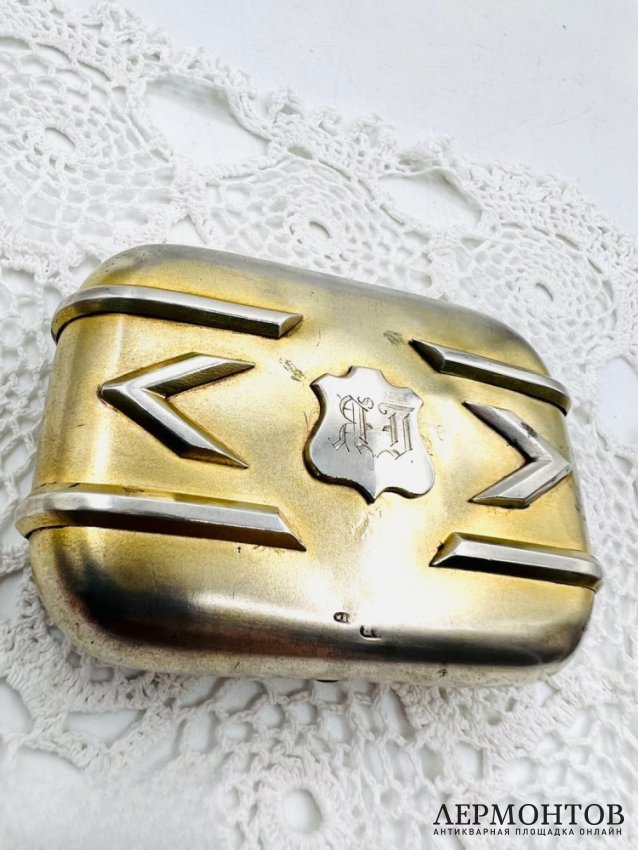 Кошелёк «Souvenir». Серебро 84 пробы, малахит, Россия, 1880-е годы