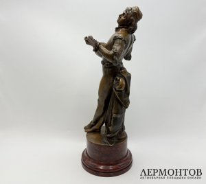 Скульптура Музыкант с мандолиной. Германия, 19 век, Gustav Heinrich Eberlein. Бронза.