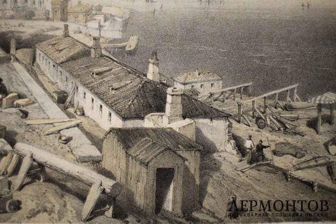 Литография. Адмиралтейство в Севастополе. Крымская война. У. Симпсон. Лондон, 1855 г.