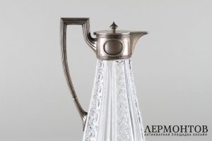 Графин в неоклассическом стиле. Серебро 84 пробы, хрусталь.Мастер С.Х. Россия, начало