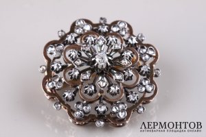 Брошь. Франция, Париж, период Наполеона III, 1860-1870-ее гг. Золото 585 пробы, брил.