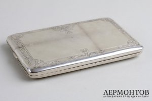 Портсигар в классическом стиле. Серебро 800 пробы. Франция, XIX век.