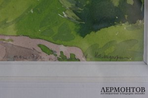 Акварель Деревенский пейзаж. Россия, Н.Е. Лансере .