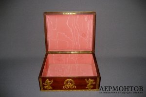 Шкатулка, рамка. Дерево, бронза, муар. Франция, XIX век.