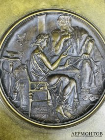 Ваза с фигурными ручками и мифологической сценой. Бронза, патинирование, Франция, конец 19 века