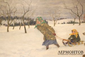 Картина. К бабушке в гости. Богданов-Бельский, 1910 год.