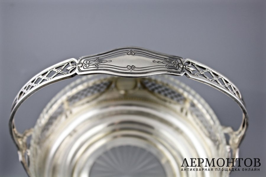 Ваза для фруктов. Серебро 800 пробы, стекло. Германия, 1900-е гг.