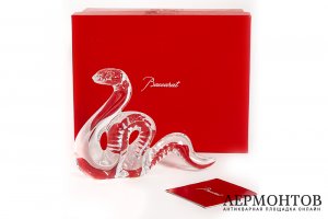Статуэтка Змея. Франция, фирма Baccarat. Хрусталь, резьба.