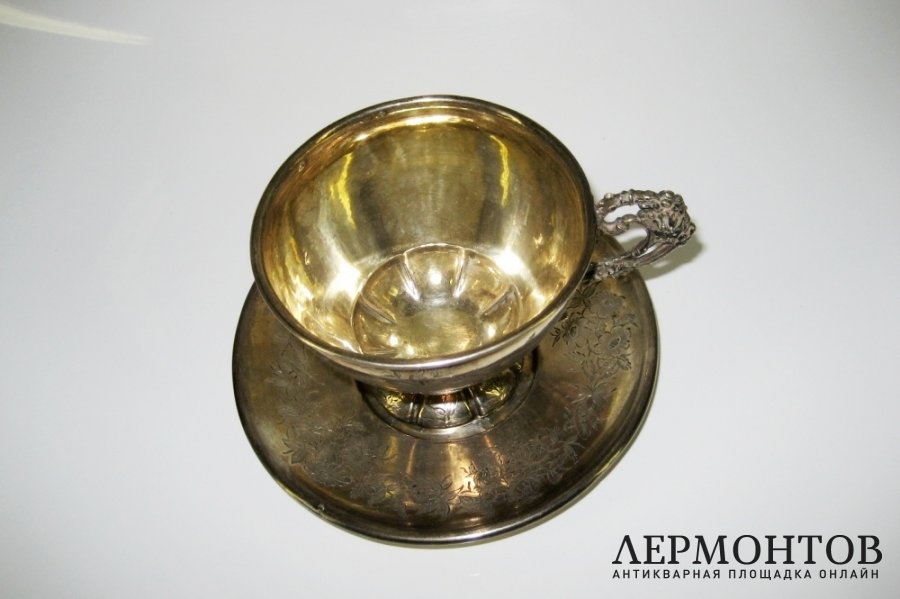 Чайная пара. Серебро 950 пробы, золочение. Франция, XIX век.