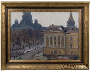 Картина «Ленинградский мотив». Картон, масло, А. М. Семёнов, СССР, 1956 год