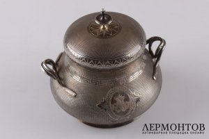 Сахарница с крышкой. Серебро 950 пробы. Франция