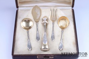 Набор для закусок Henin et Vivier. Серебро 950. Франция