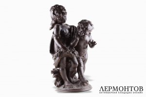 Скульптура Дети с птенцами. Бронза. Франция. Авт. Auguste Moreau.