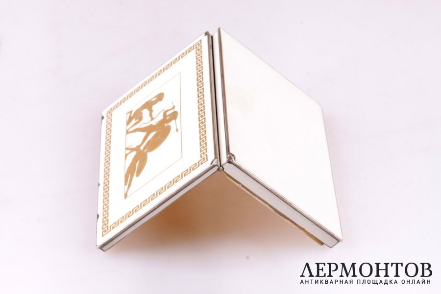 Портсигар с древнегреческим декором. Болин. Серебро, золото, эмаль. 1917 год. Швеция