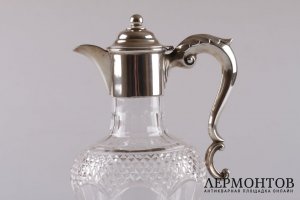 Графин. Серебро 925 пробы, хрусталь. 1901 год. Англия
