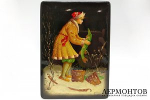 Шкатулка Емеля с щукой, По щучьему велению. СССР, Федоскино, 1975 год.
