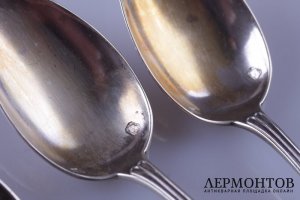 Набор чайный ложек P. Canaux. Серебро 950 пробы. Франция, XIX век