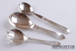Столовый сервиз на 14 персон. Georg Jensen. Серебро 925 пробы. Дания