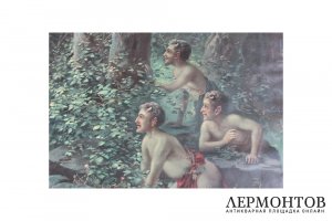 Гравюра. Волшебные танцы, Ханс Зацка. Начало XXв. Цветная хромолитография. 