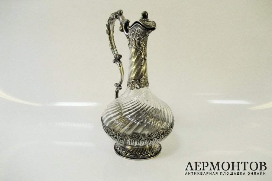 Графин. Серебро 950 пробы, стекло. Франция, XIX век.