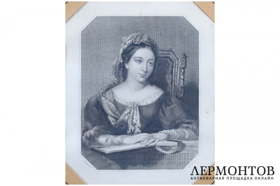 Гравюра.Беатриче, 1860-80-е гг. Генри Томас Райолл по рисунку Джона Уильяма Райта.