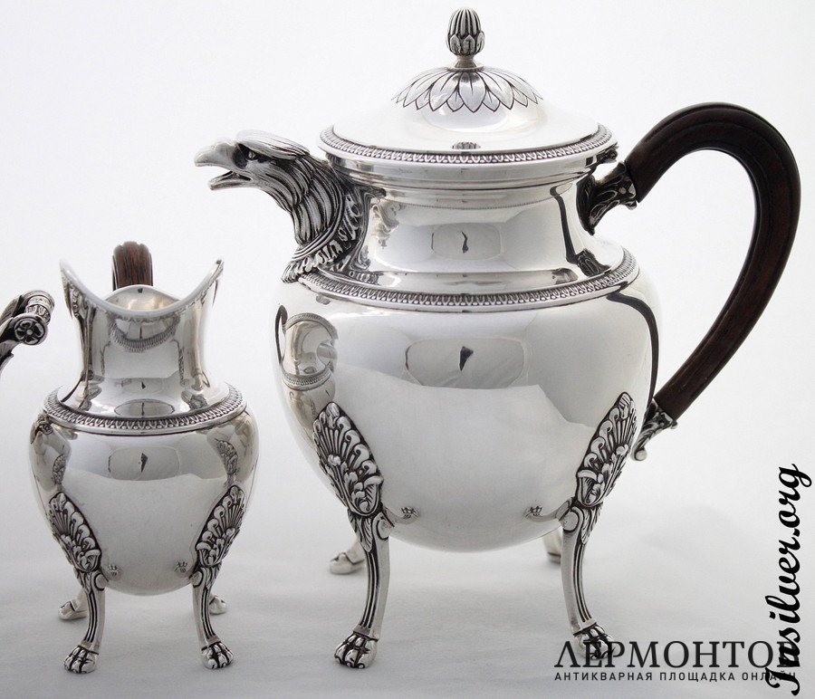 Чайно-кофейный сервиз для двоих. Limousin et Souche. Серебро 950. Франция