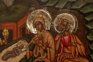 Икона Рождество Христово . Россия, Вологодские земли. Кон. 17- нач. 18 вв. Экспертиза.