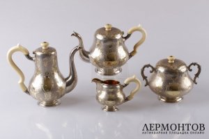 Чайный и кофейный сервиз Werner i Sa. Серебро 84 пробы. 1881 год. Российская империя