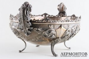 Ваза для фруктов на ножках. Серебро 800 пробы. Италия, нач. XX в.