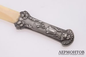 Нож для разрезания бумаги art nouveau. Серебро 800. Франция