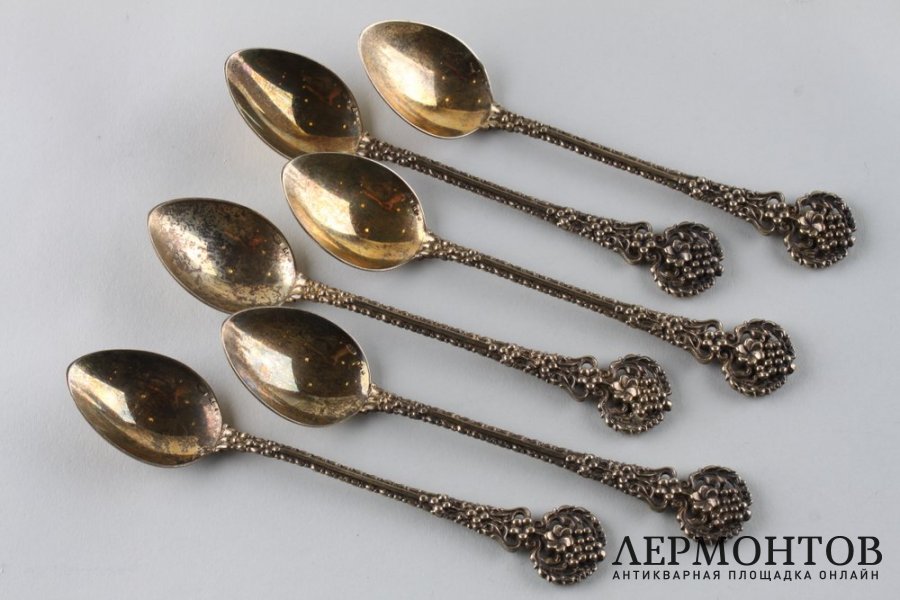 Ложки чайные Виноград. Серебро 916 пробы. СССР, 1960-80е гг.