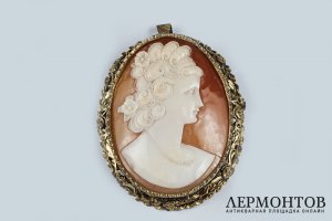 Камея. Агат, серебро 900 пробы, золочение. Европа, XIX век.  