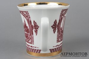 Бокал 60 лет СССР. Россия, ЛФЗ, 1982 год. Фарфор, деколь, позолота.