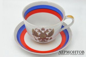 Большая чайная пара Русь. Авторский фарфор, Городничев В. Россия, Дулево, 1990-2000е