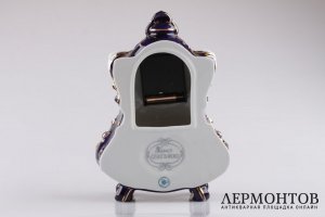 Часы настольные, кобальт. Фарфор, роспись. Royal Dux Bohemia, XX век.