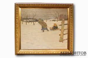 Картина. К бабушке в гости. Богданов-Бельский, 1910 год.